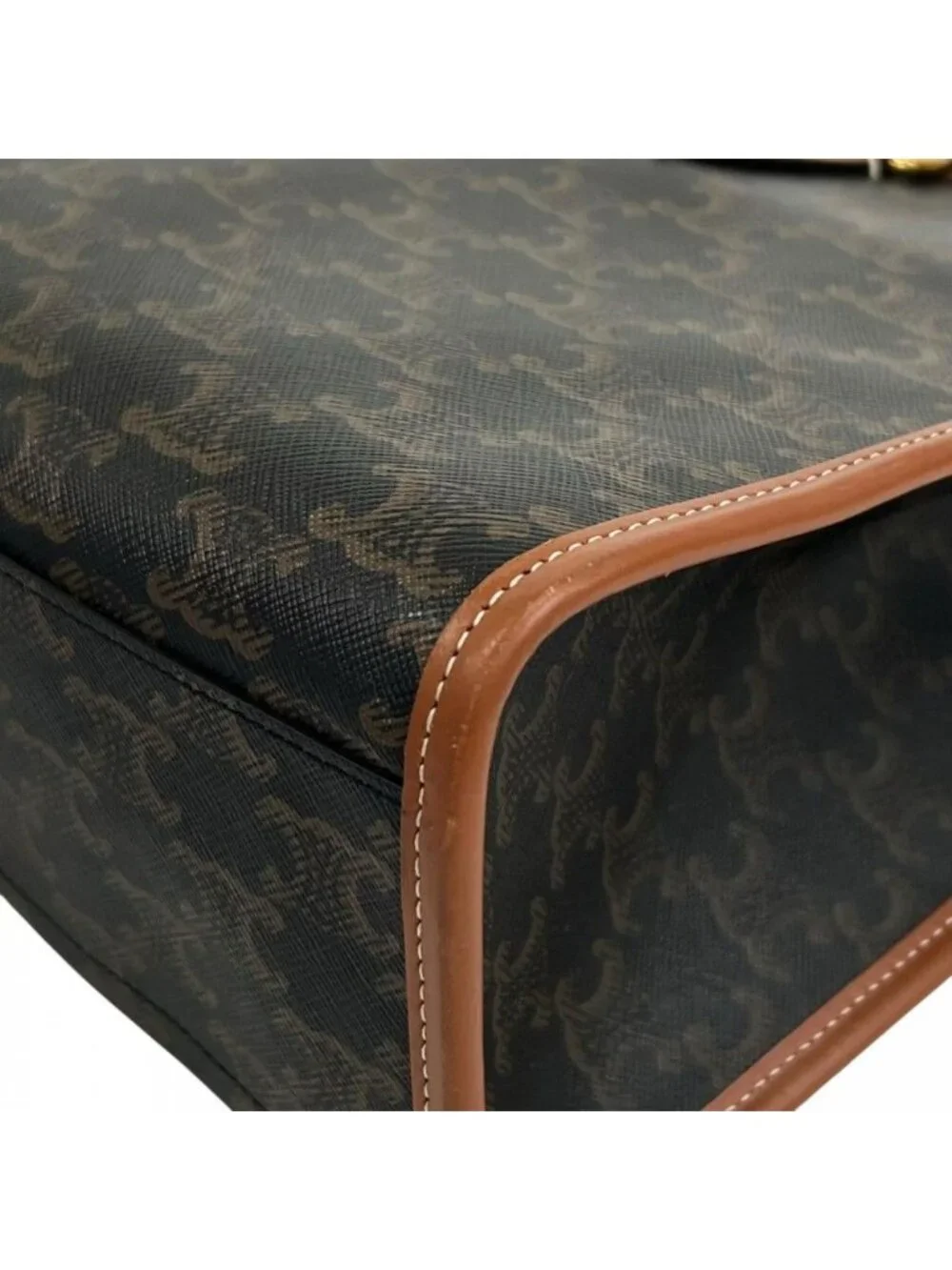 Celine Tote Triomphe Leather Brown Gold
